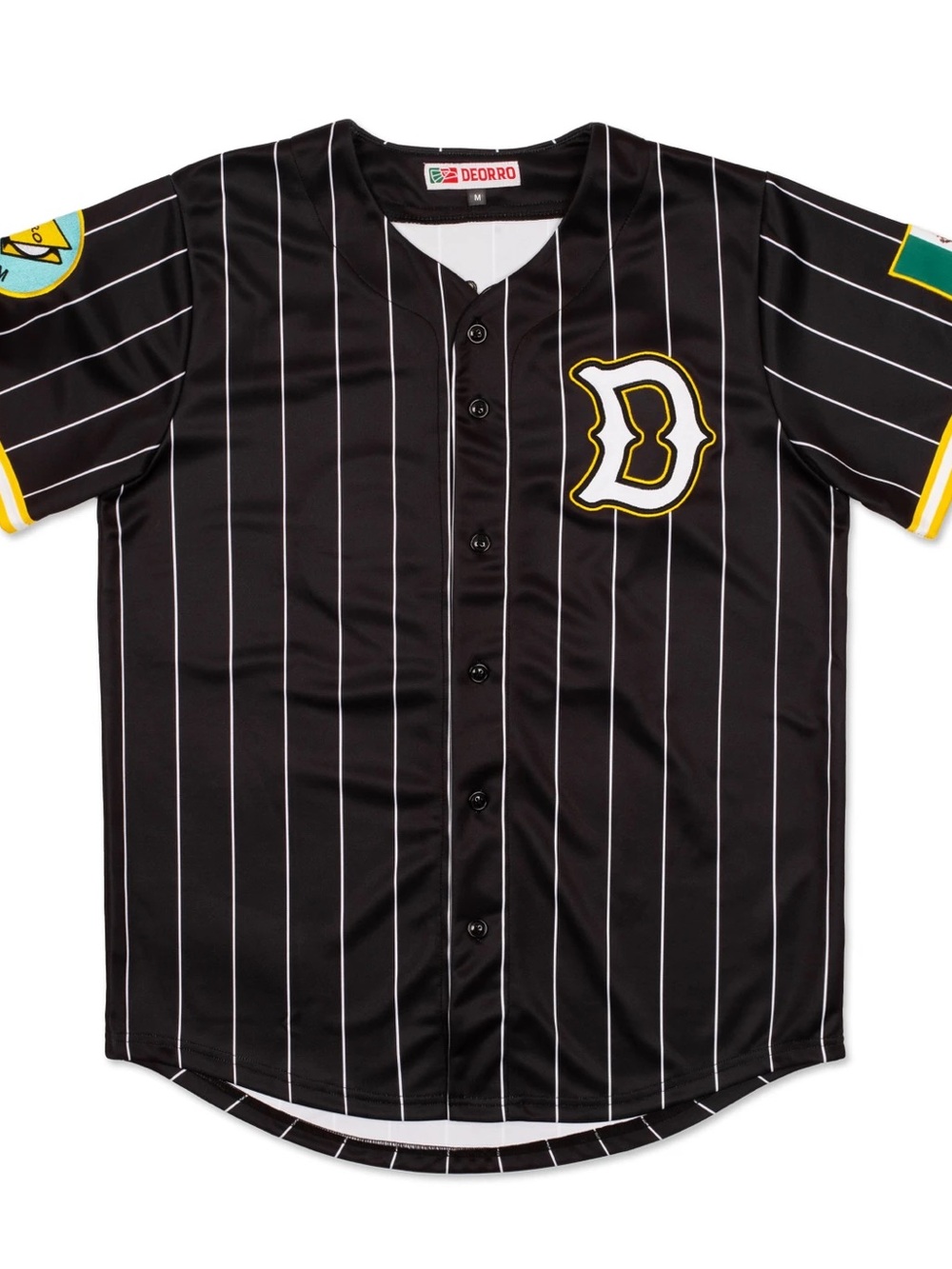 DEORRO Black Pinstripe Baseball Jersey